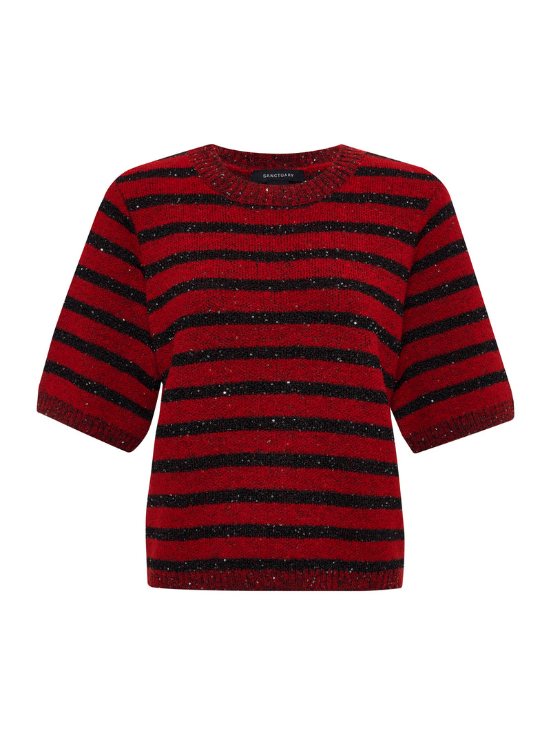 Short Sleeve Shine Sweater Tee Cherry Lacquer Shine alt 6