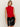 A woman with blonde hair wears Sanctuary Clothing's scarf sweater shell in cherry lacquer, paired with a black leather skirt, standing against a plain light background.