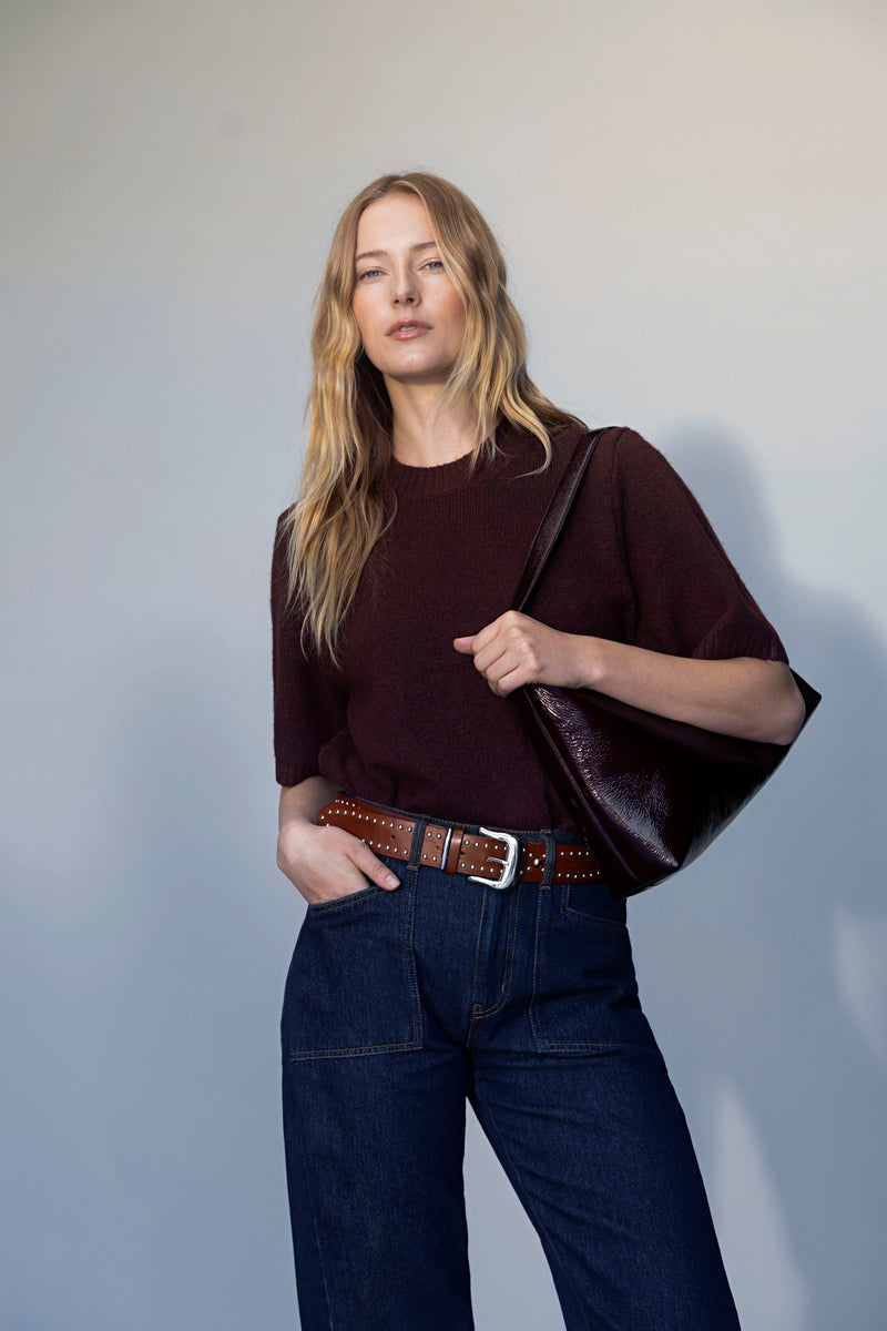 Rowan Studded Belt Mahogany alt 2