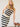 A woman with long blonde hair wears the Sanctuary Clothing mesh stitch shell sweater in black chalk stripe, paired with a matching skirt, leaning on a wooden chair against a plain light background.