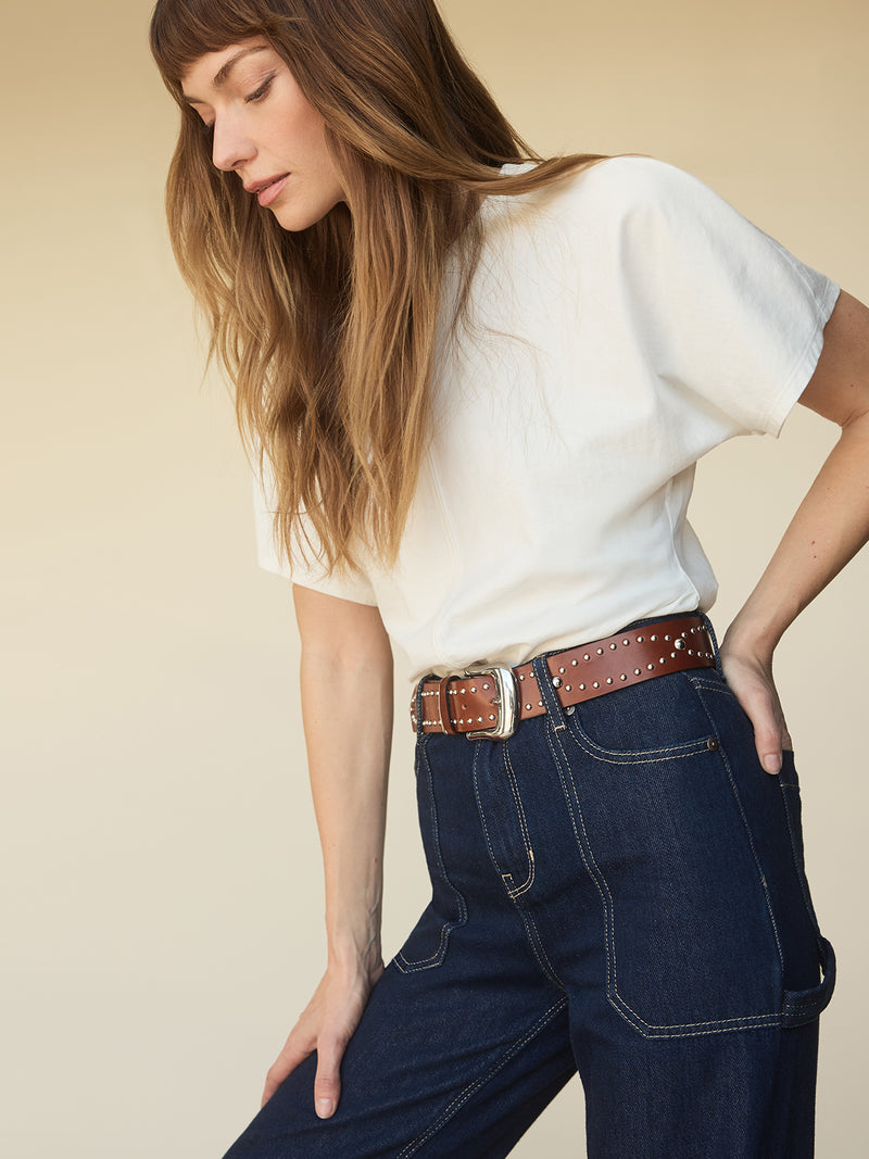 Rowan Studded Belt Mahogany alt 1