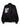 The right on jacket black by Sanctuary Clothing features white trim on the cuffs and hem, a zip front, a cartoon graphic with "RIGHT? OK" and a character on the left chest, plus a zippered pocket on the left sleeve.