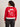 A woman with curly hair, facing away, wears the Sanctuary Clothing x PEANUTS 75th Anniversary "joe cool zip up sweater cherry lacquer," a red sweater with white trim and a large Snoopy "Joe Cool" graphic on the back.