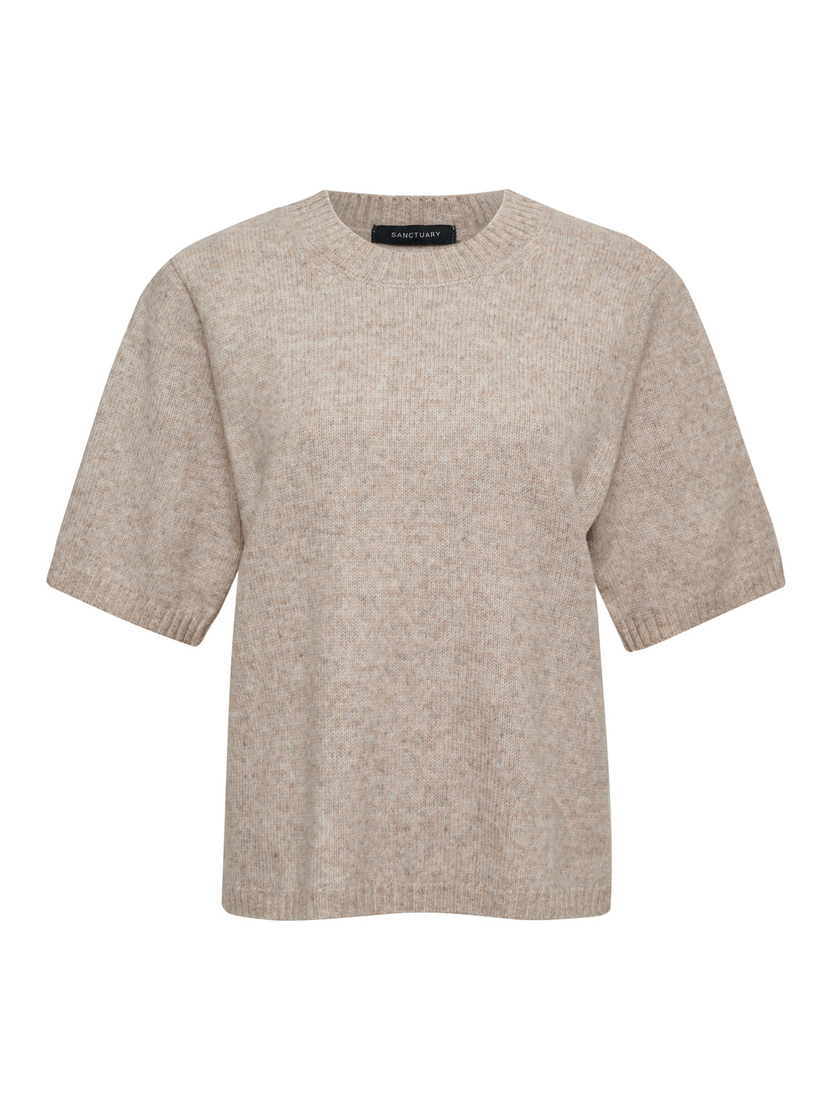Sanctuary Clothing's Perfect Sweater Tee in blue powder (extended sizing) features short sleeves, a crew neck, and ribbed detailing on the collar, sleeves, and hem.
