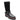 The milena boot black by Sanctuary Clothing features a black mid-calf design with a low block heel, side buckle strap, smooth leather foot, suede upper, and a thick sole accented by brown trim.