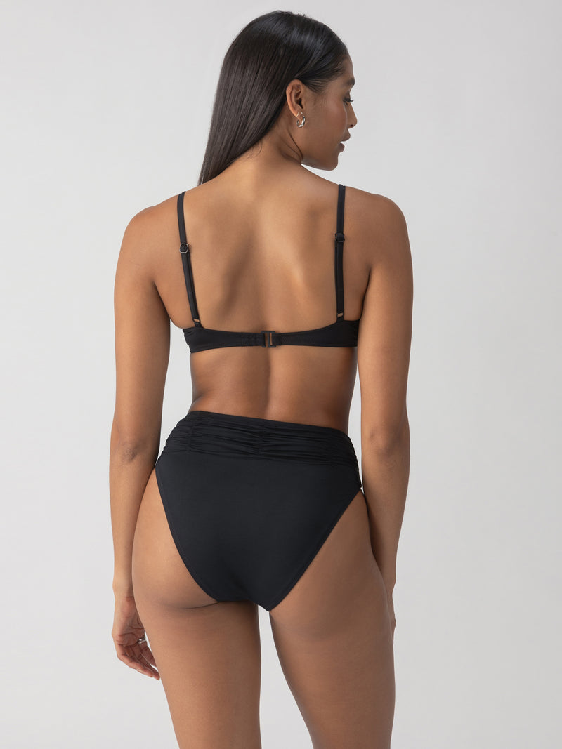 Beach Goddess Excess Shirr Waist Bikini Bottom Black alt 2