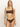 A person confidently poses against a plain background, wearing Sanctuary Clothing's espresso-colored stay connected hipster bikini bottoms. They have long, straight hair and a neutral expression.