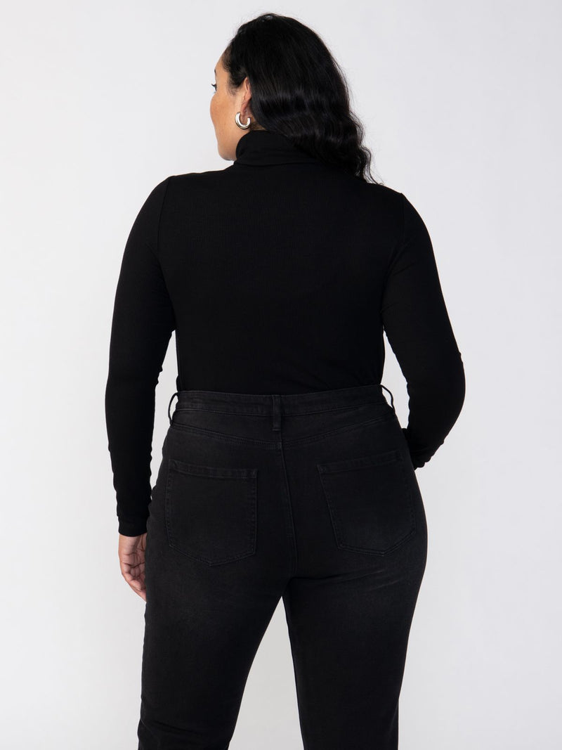 Essential Turtleneck Top Black Extended Sizing alt 1