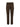 Brown and black leopard print pants with a slim fit and straight legs, displayed against a plain white background.
