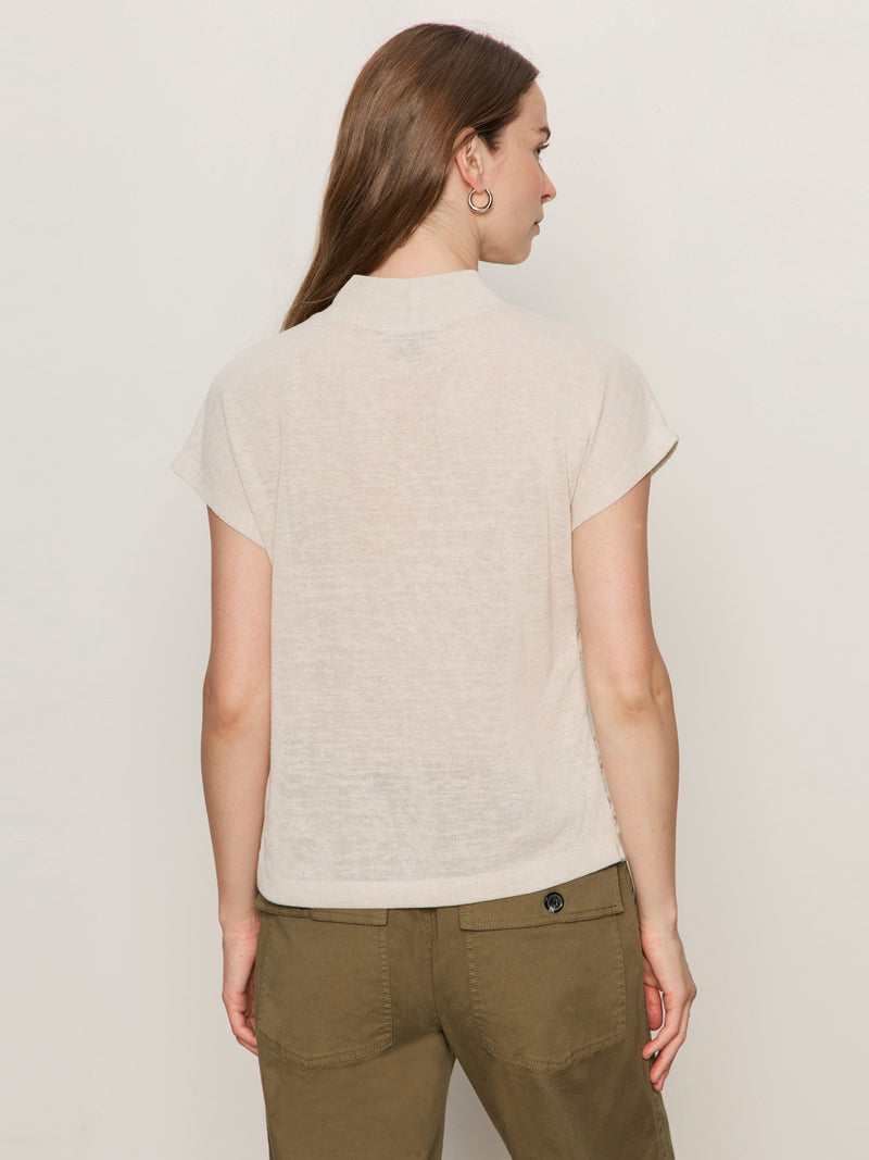 Draped Sleeveless Mock Neck Top Mother Of Pearl alt 3