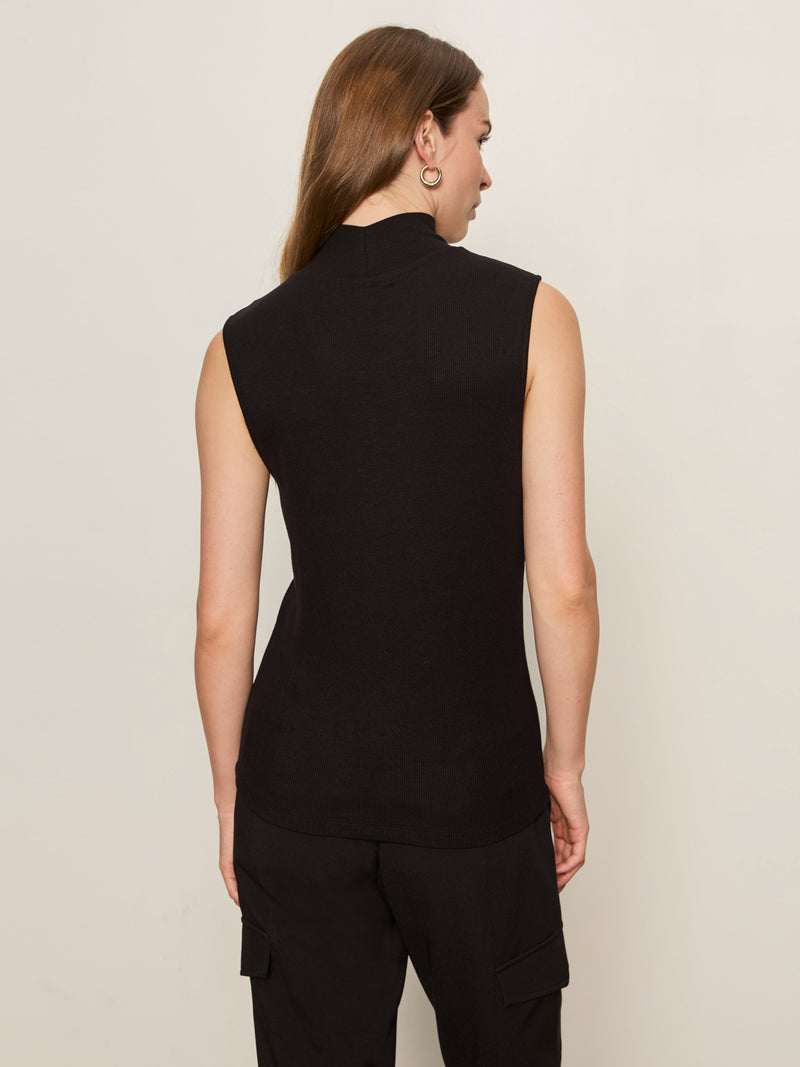 Essential Sleeveless Mock Neck Tank Black alt 3
