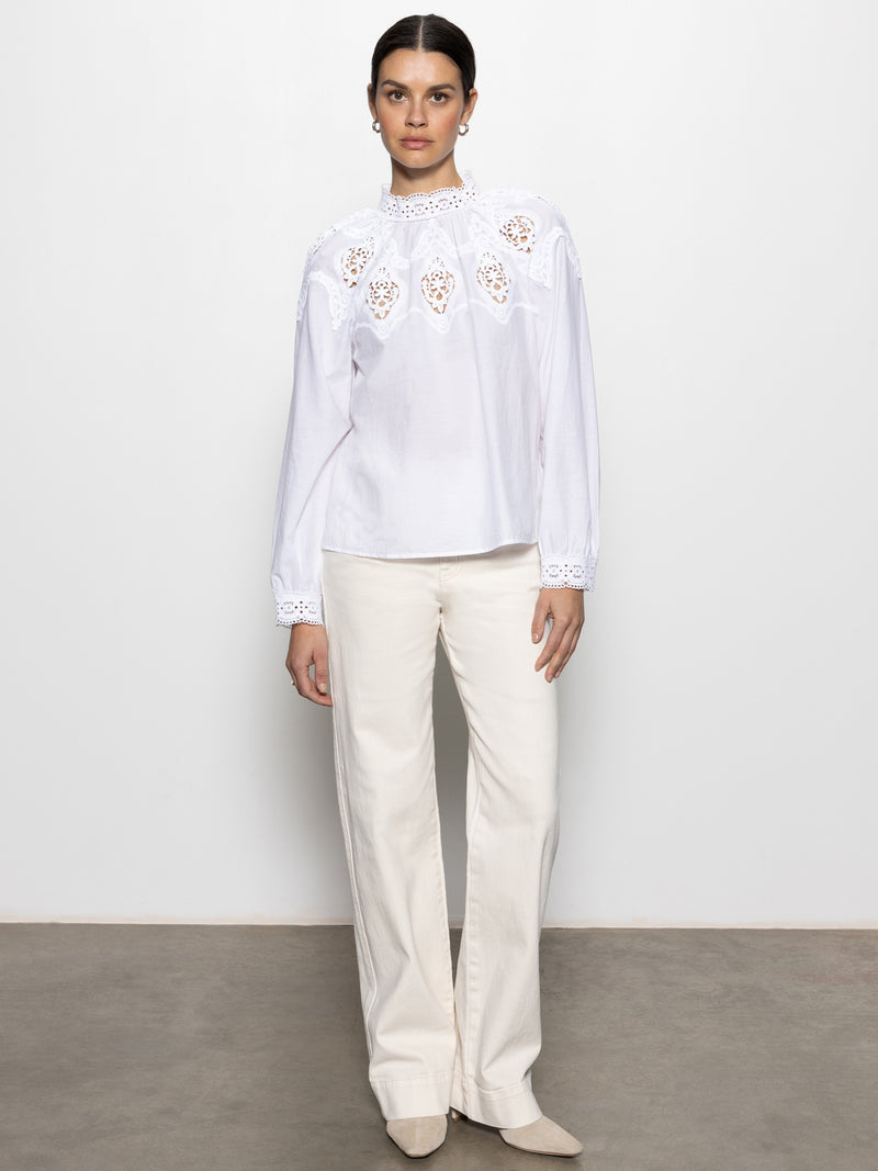 Lace Popover Blouse White alt 6