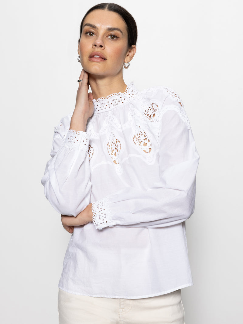 Lace Popover Blouse White alt 5