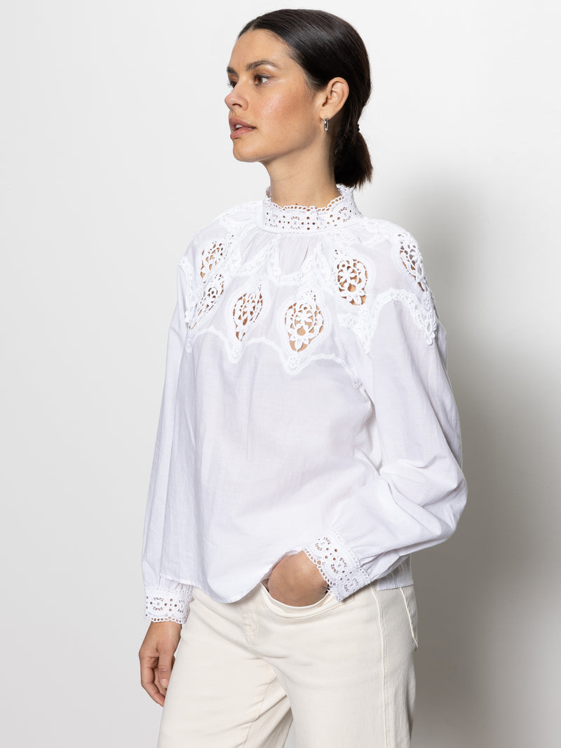 Lace Popover Blouse White alt 2