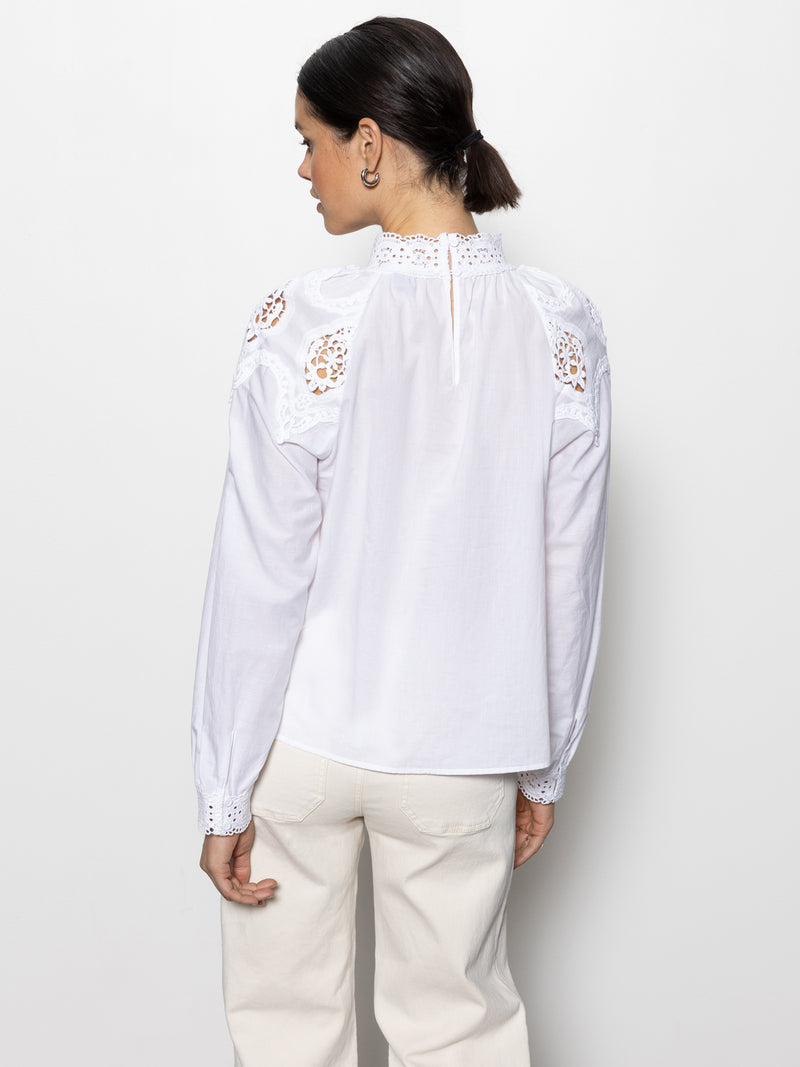 Lace Popover Blouse White alt 3