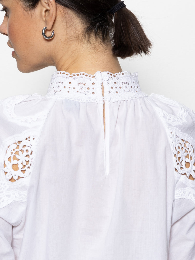 Lace Popover Blouse White alt 4