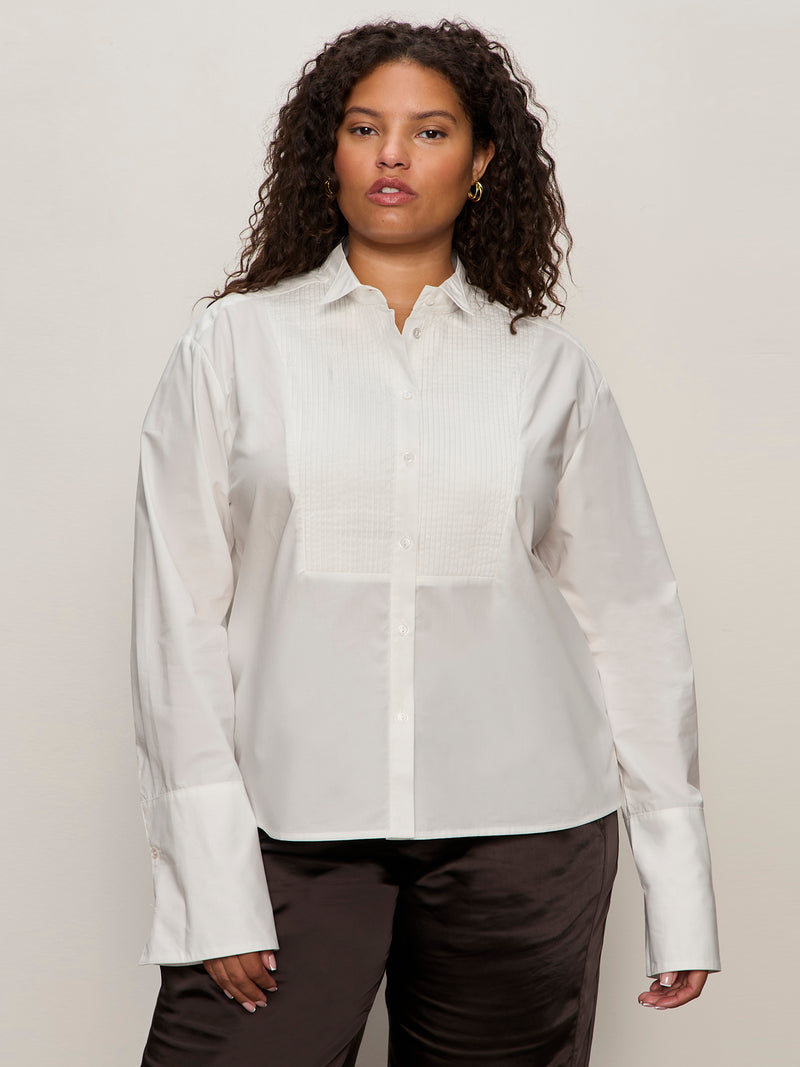 New Era Tuxedo Shirt White Extended Sizing alt 1