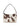 A rectangular shoulder bag with a single strap, covered in white cowhide with irregular brown patches, viewed from the front against a plain white background.