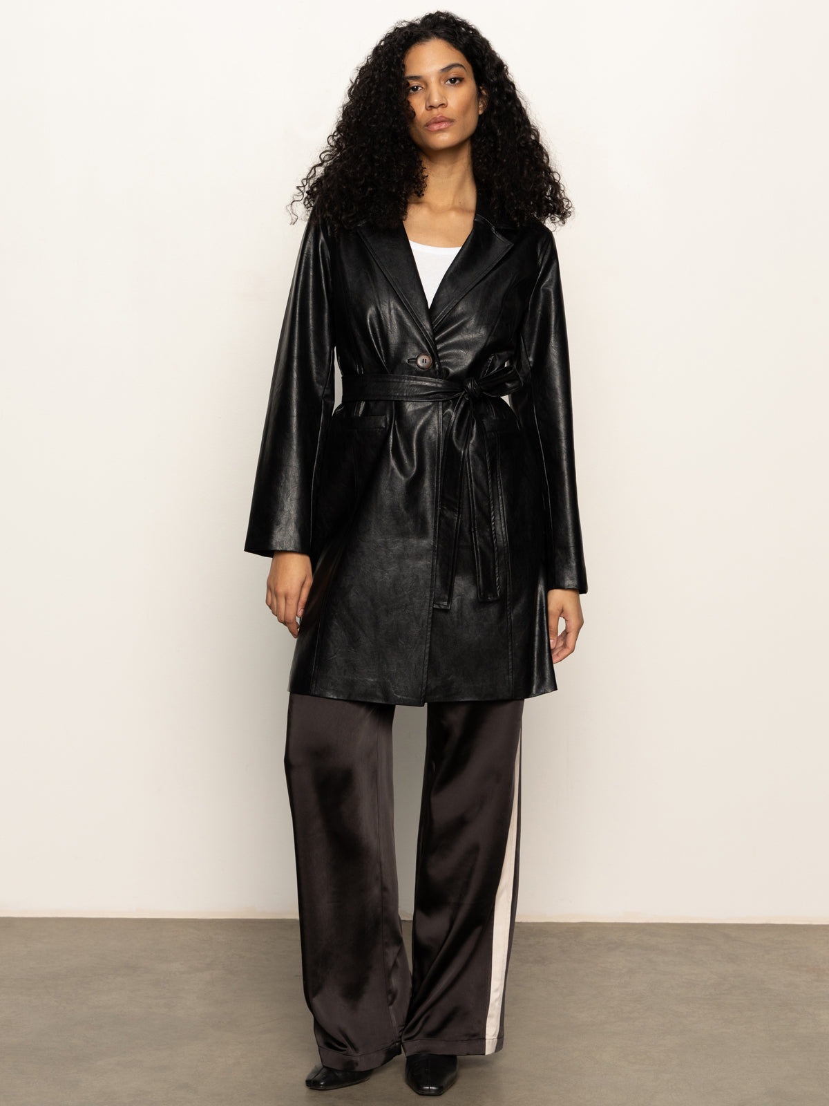 Vegan Leather Coat Black