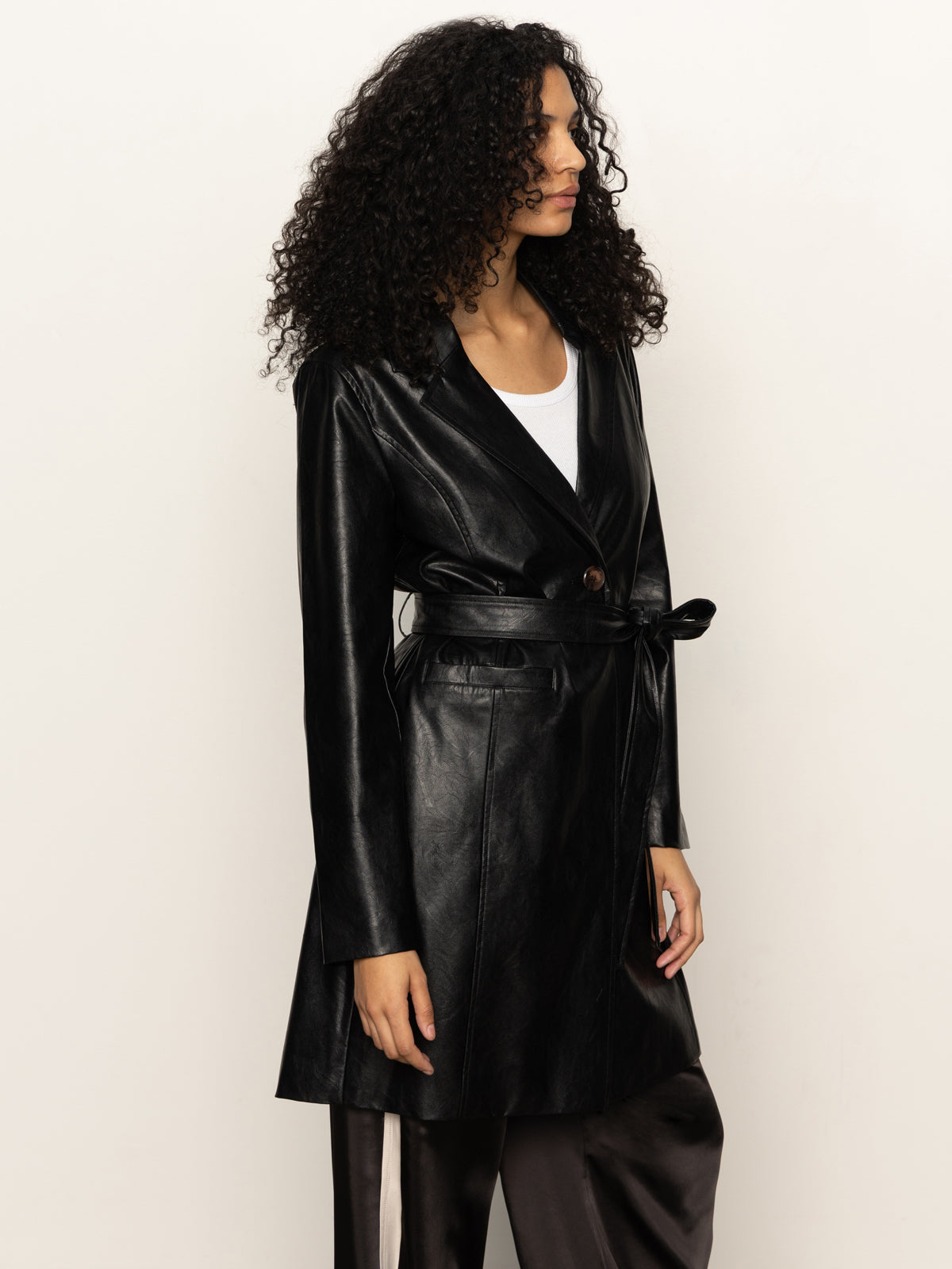 Vegan Leather Coat Black