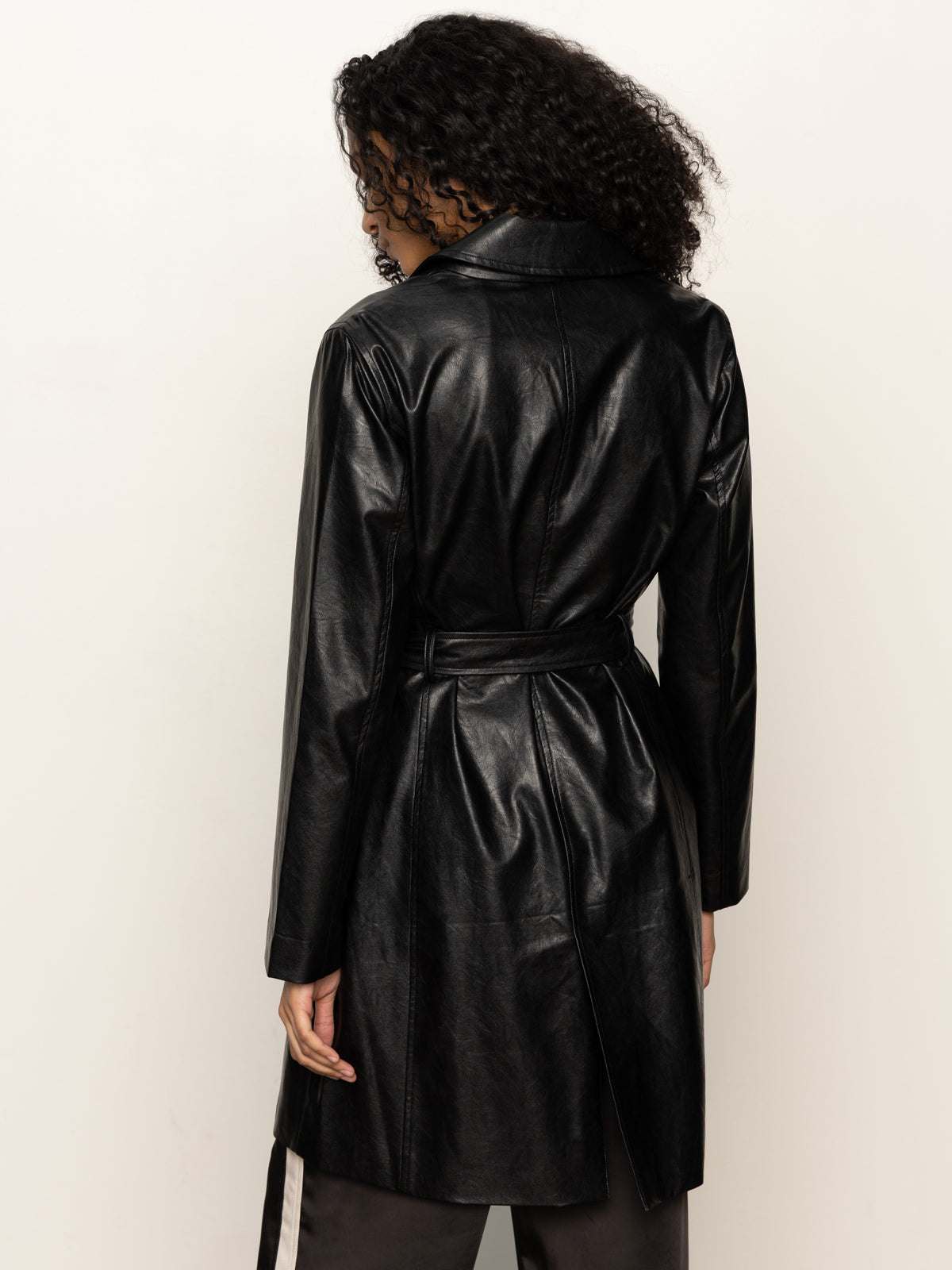 Vegan Leather Coat Black