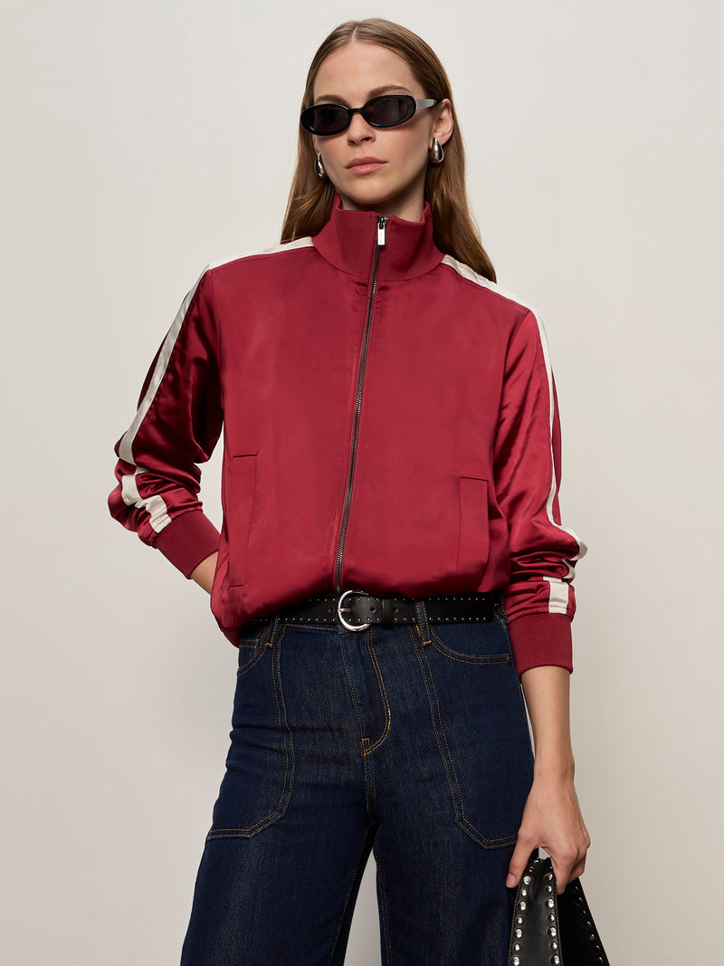 Satin Track Jacket Crimson alt 4
