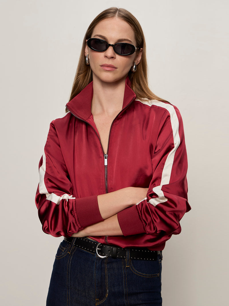 Satin Track Jacket Crimson