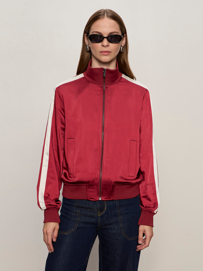 Satin Track Jacket Crimson alt 5