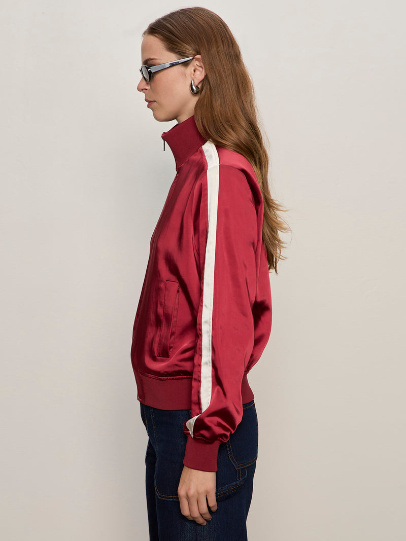 Satin Track Jacket Crimson alt 3