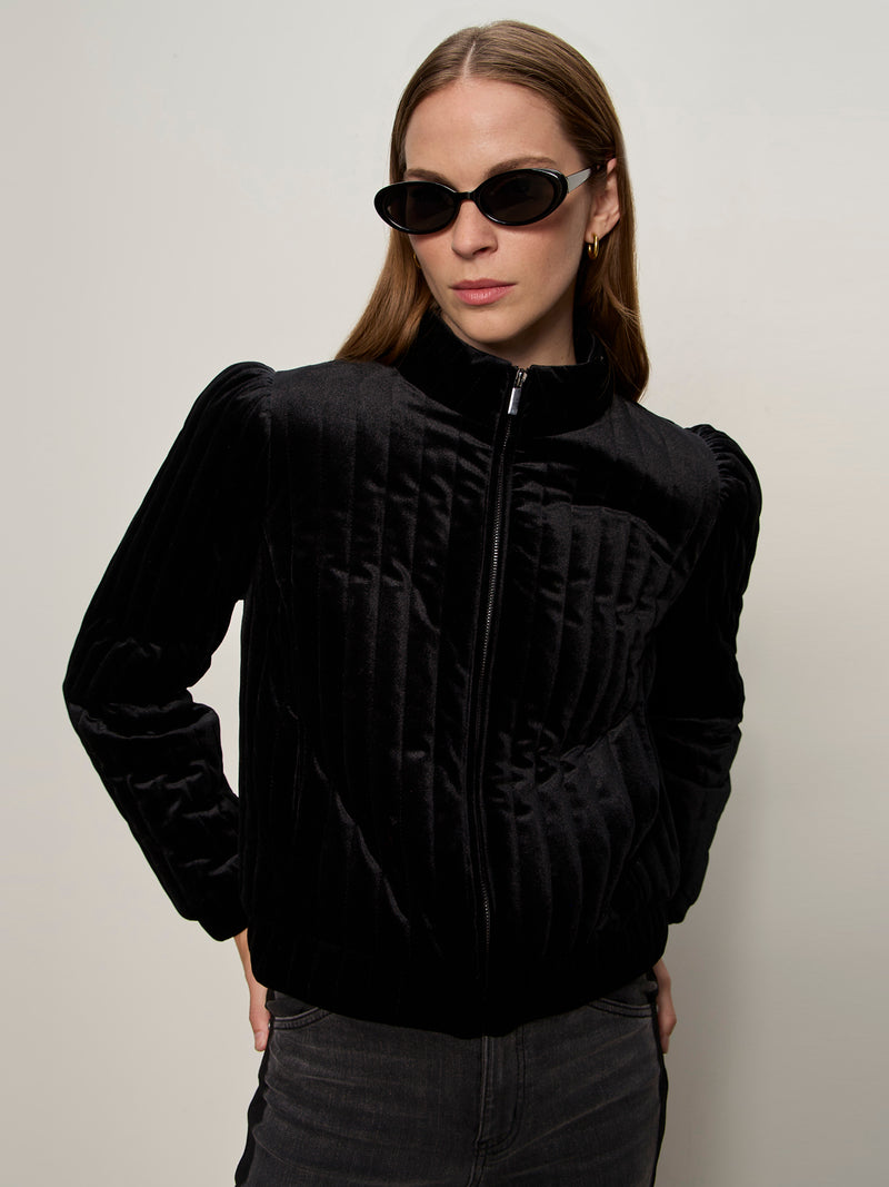 Quilted Velvet Jacket Black alt 4