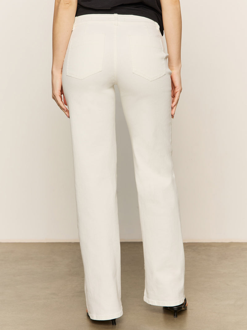 Marine Full Length Semi High Rise Jeans Bleached White alt 1