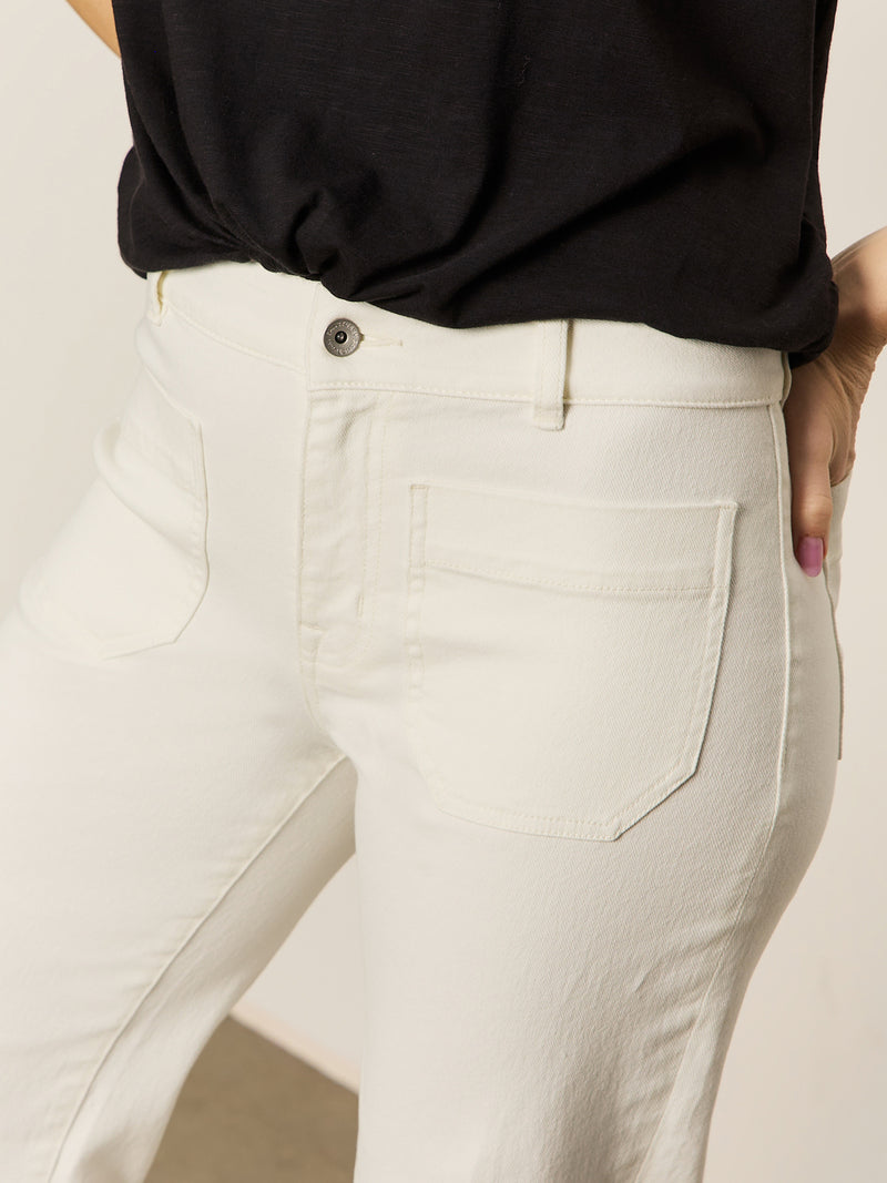 Marine Full Length Semi High Rise Jeans Bleached White alt 3