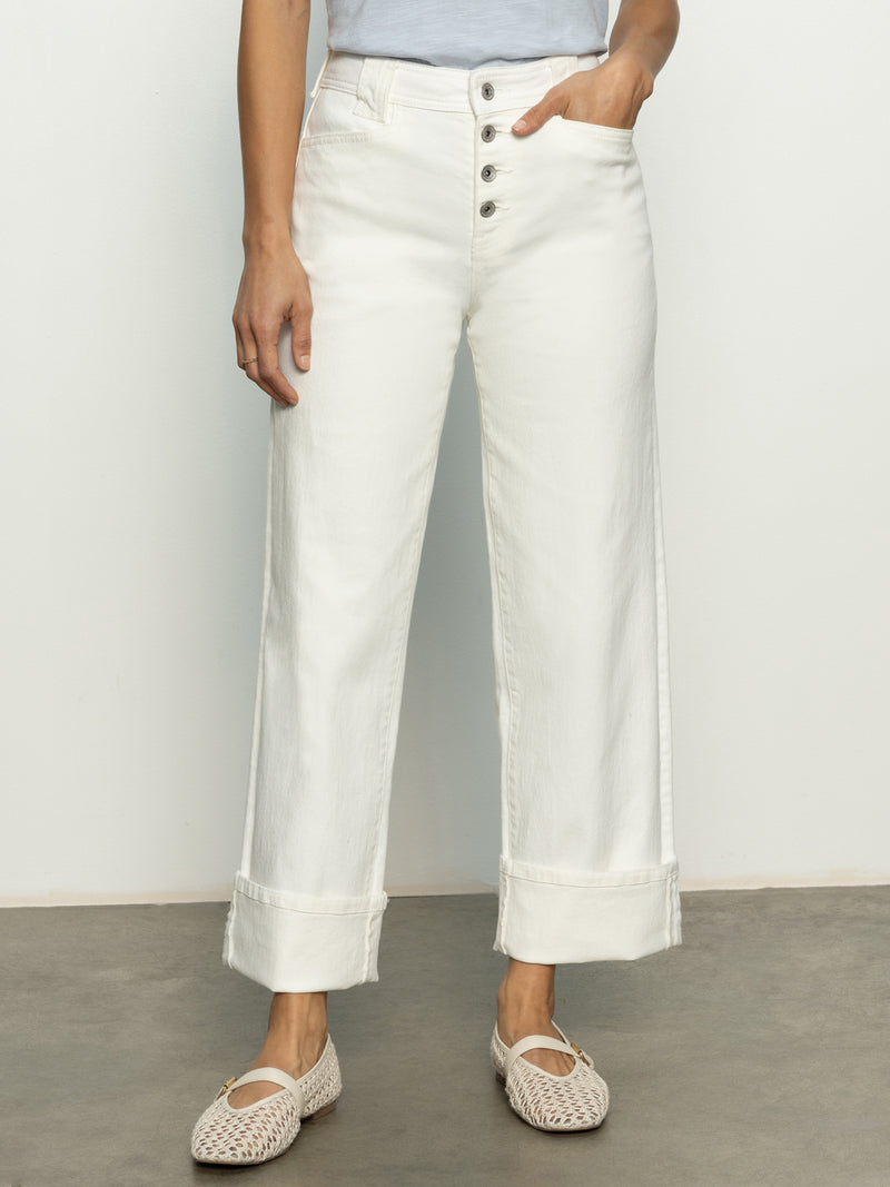 Luna Cuffed Standard Rise Jeans Bleached White