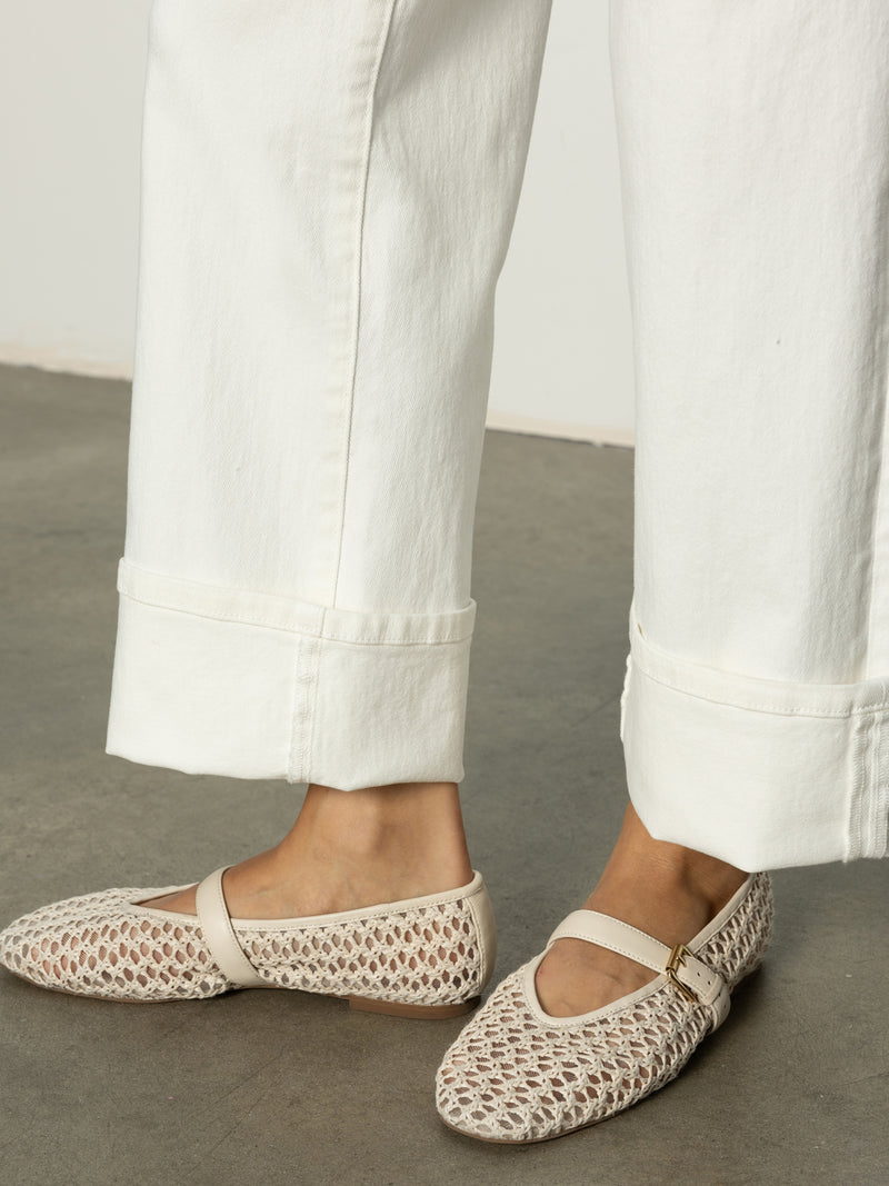 Luna Cuffed Standard Rise Jeans Bleached White alt 2