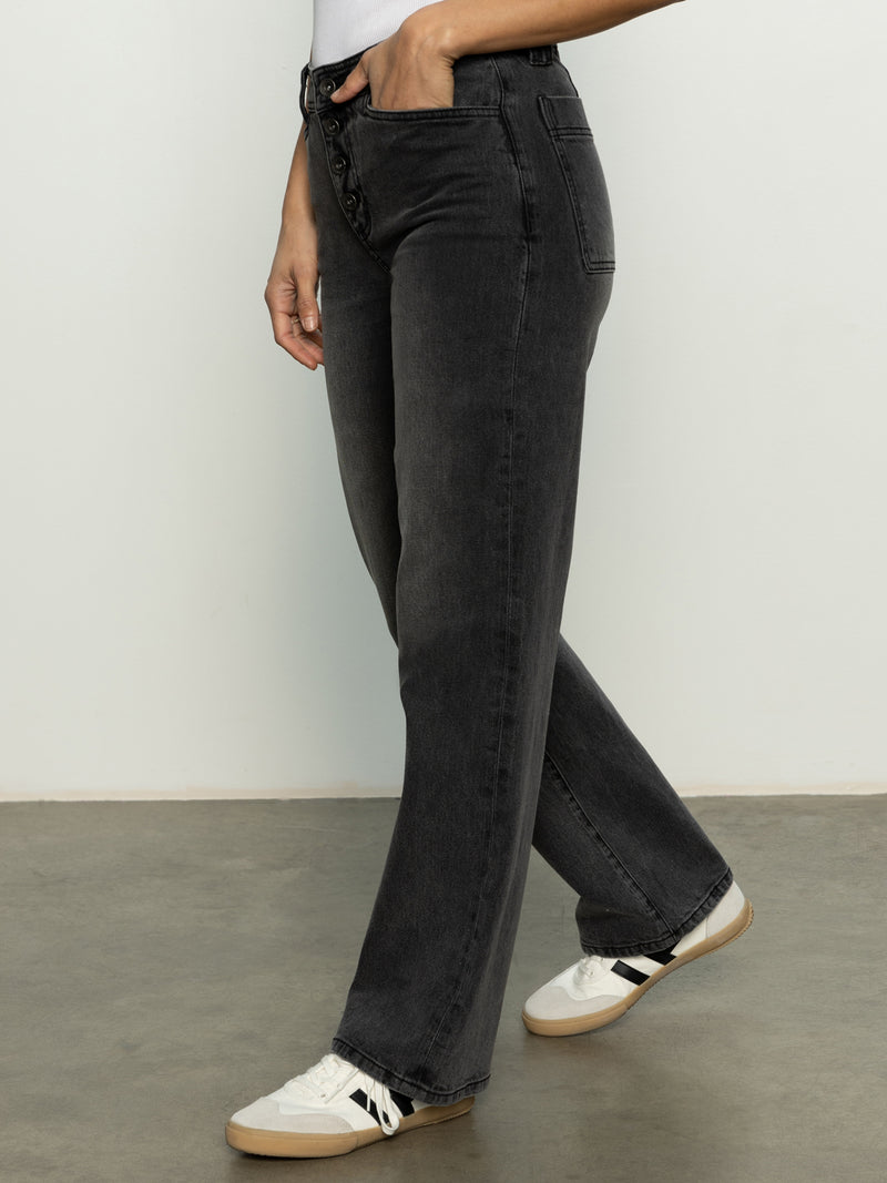 Luna Cuffed Standard Rise Jeans Dark Smoke alt 2