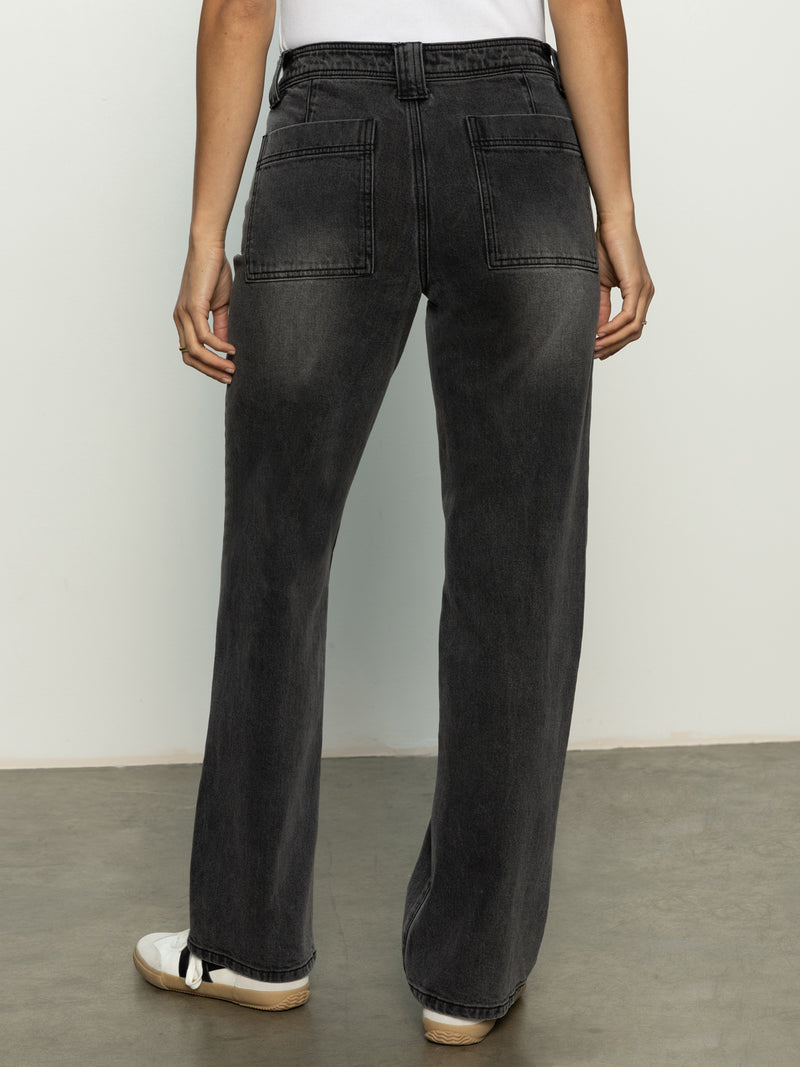 Luna Cuffed Standard Rise Jeans Dark Smoke alt 3