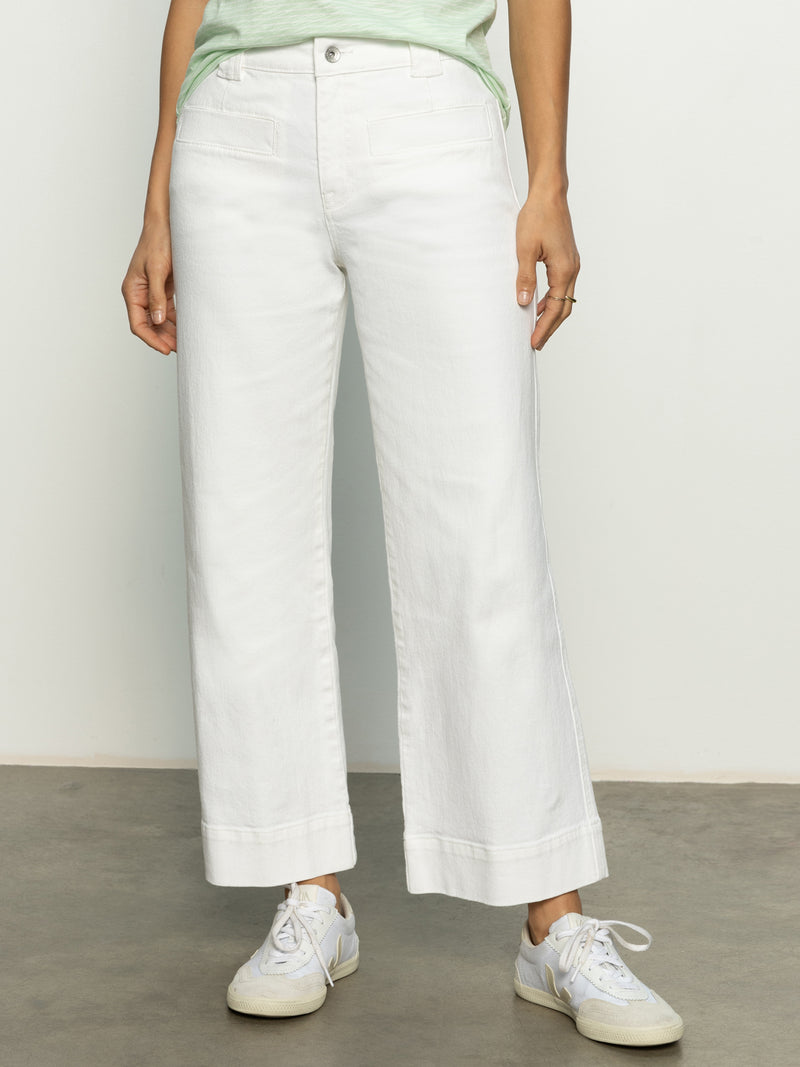 Voyage Standard High Rise Crop Pant Bleached White