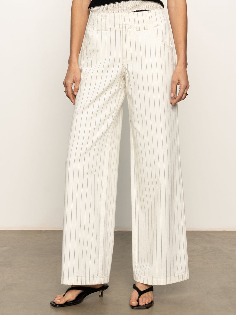 Arden Wide Leg Jeans Bleached White Pinstripe