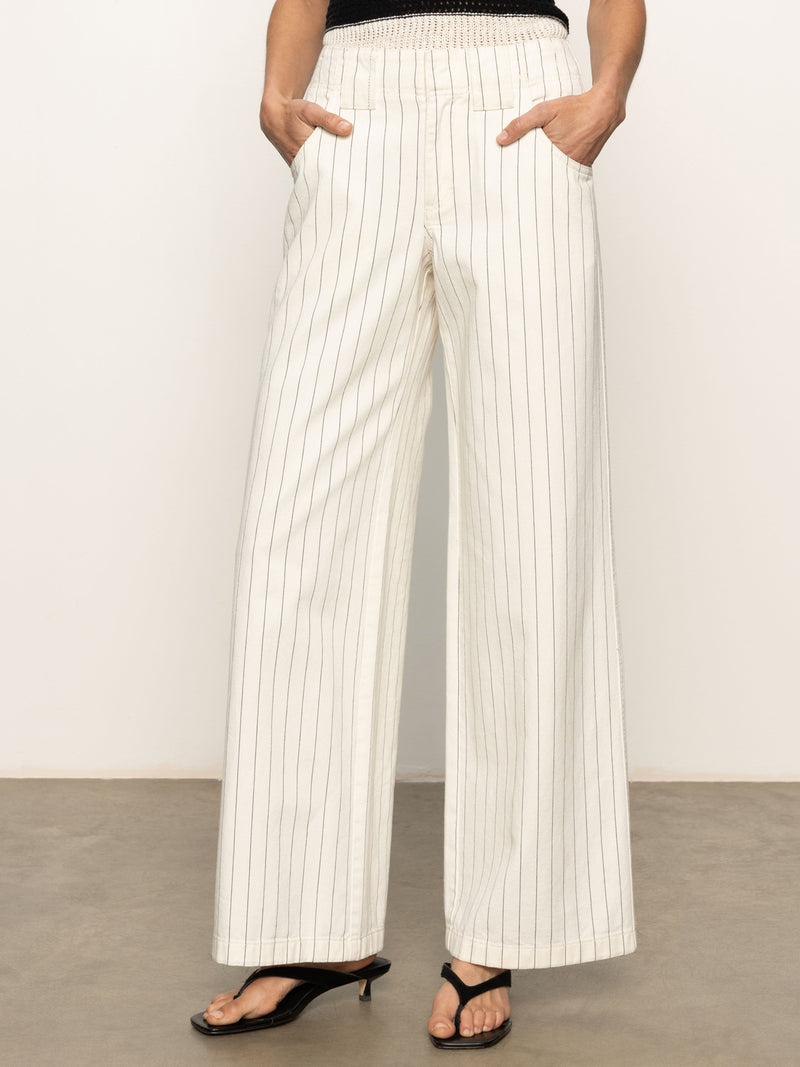 Arden Wide Leg Jeans Bleached White Pinstripe alt 4