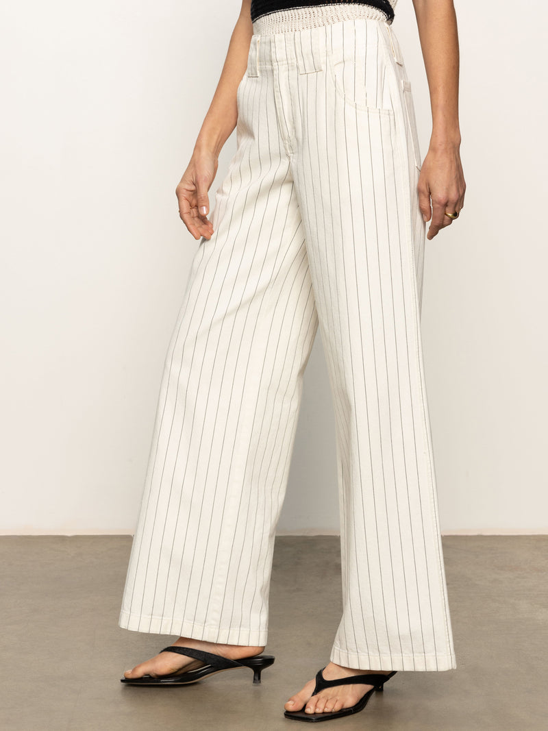 Arden Wide Leg Jeans Bleached White Pinstripe alt 3