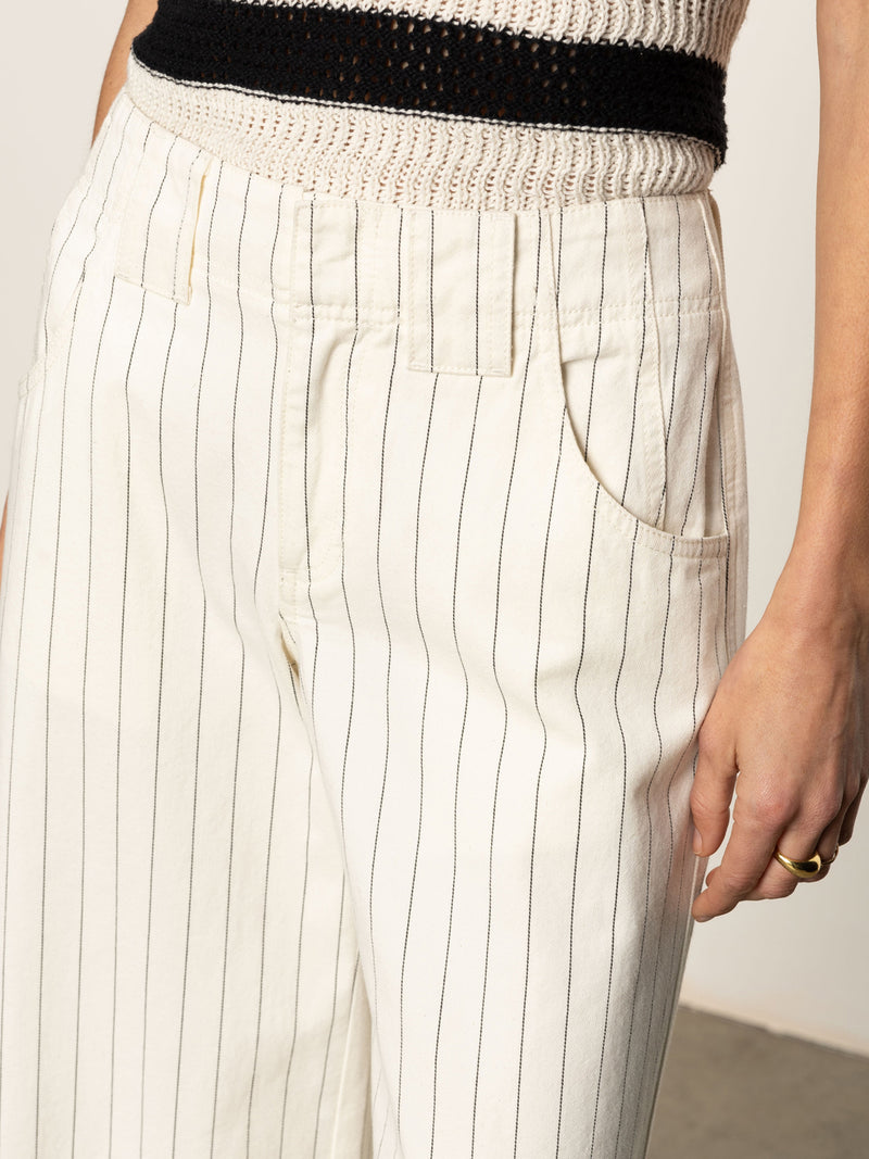 Arden Wide Leg Jeans Bleached White Pinstripe alt 2