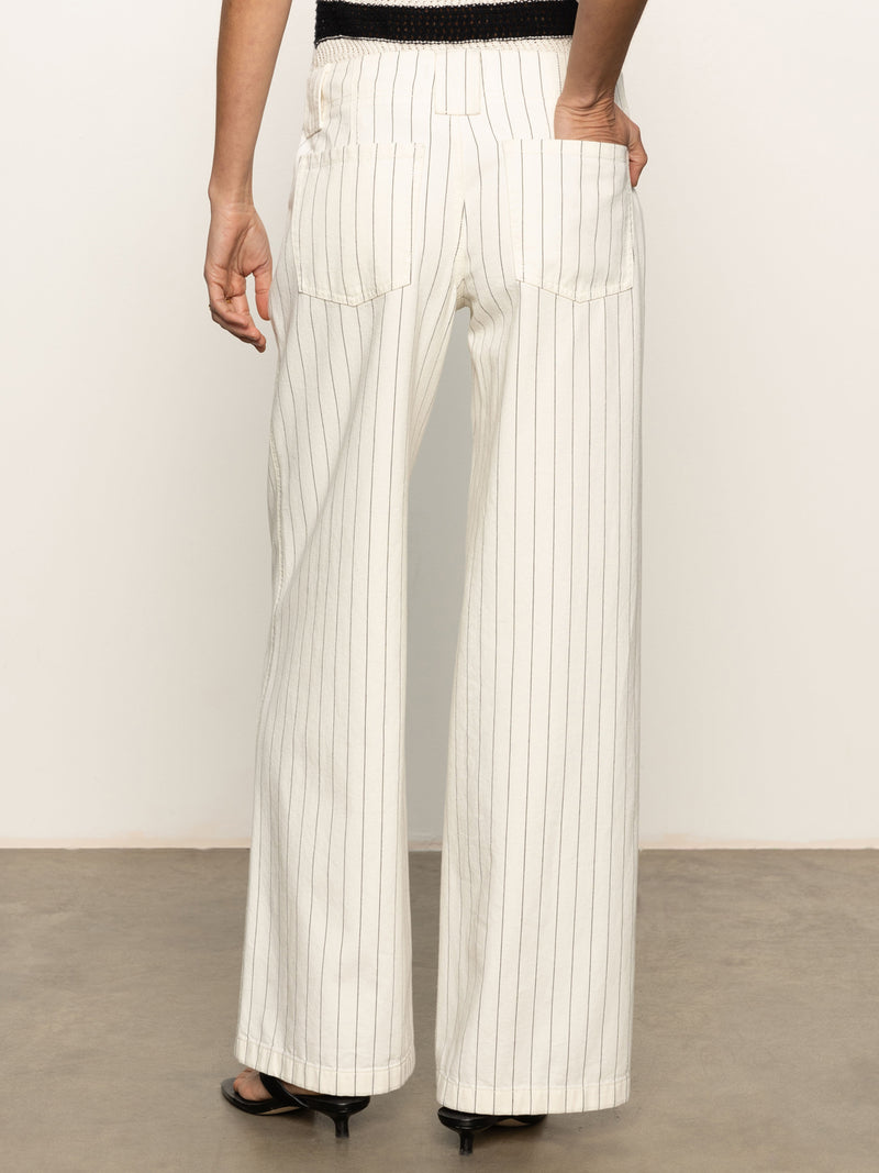 Arden Wide Leg Jeans Bleached White Pinstripe alt 1