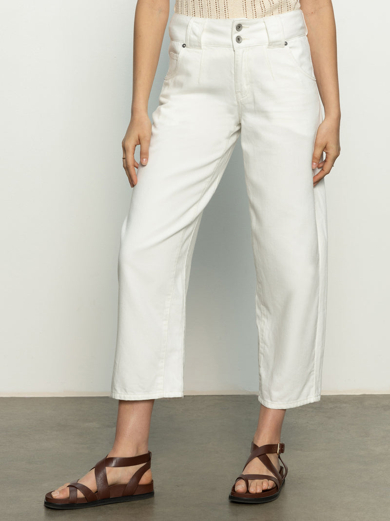 Side Car Semi High Rise Barrel Jeans Bleached White alt 3
