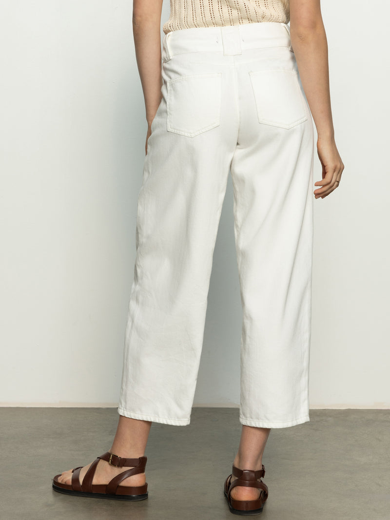Side Car Semi High Rise Barrel Jeans Bleached White alt 1