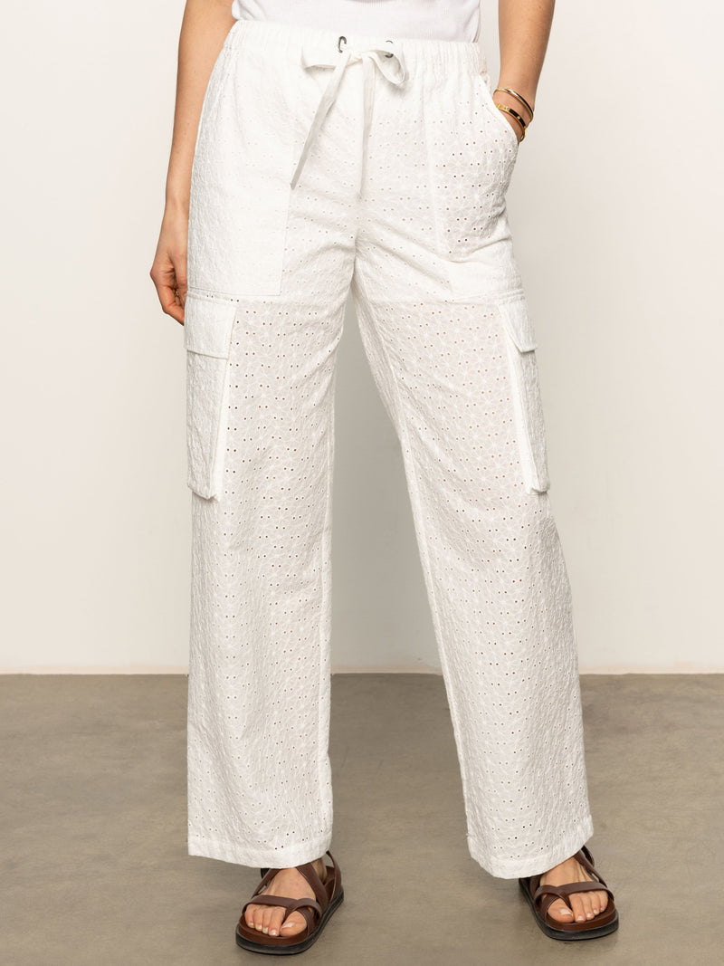 Free Time Eyelet Semi High Rise Pant Bleached White alt 4