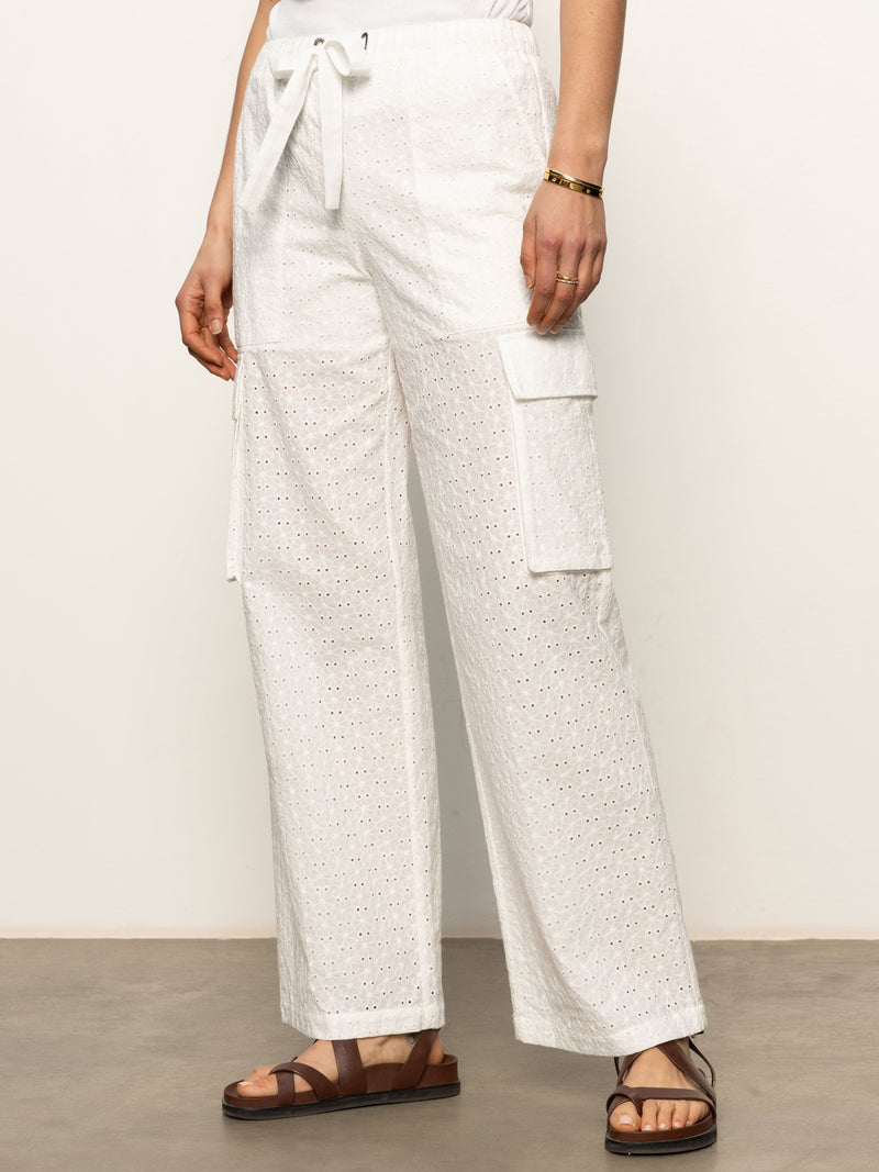 Free Time Eyelet Semi High Rise Pant Bleached White alt 3