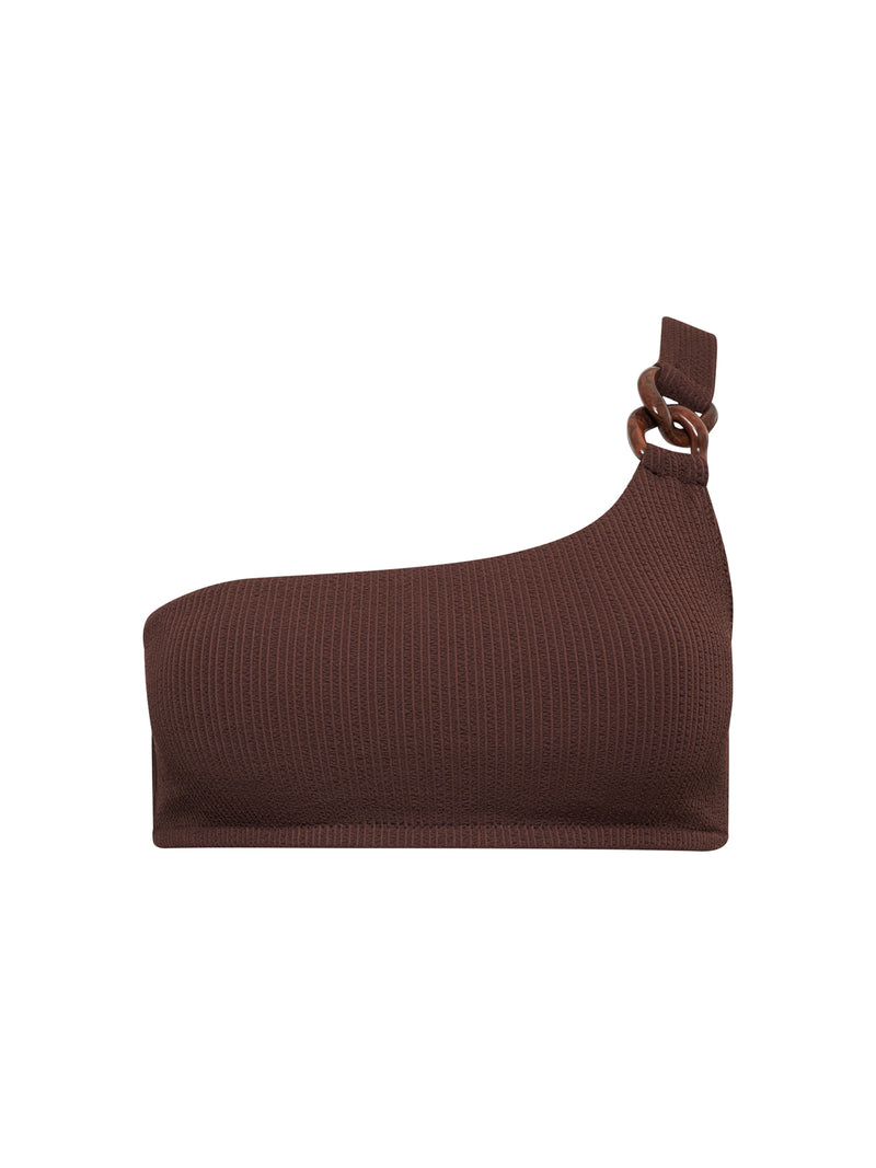 Stay Connected One-Shoulder Bikini Top Espresso alt 3