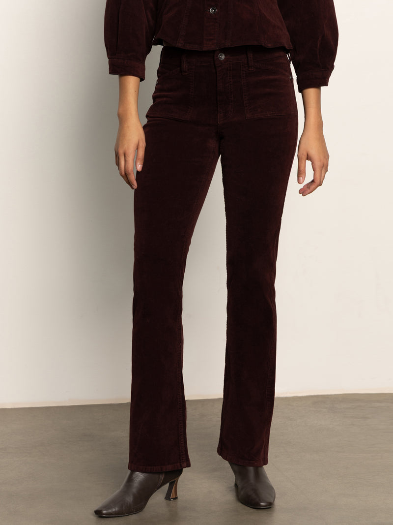 Velveteen Brook Bootcut Pant Dark Crimson