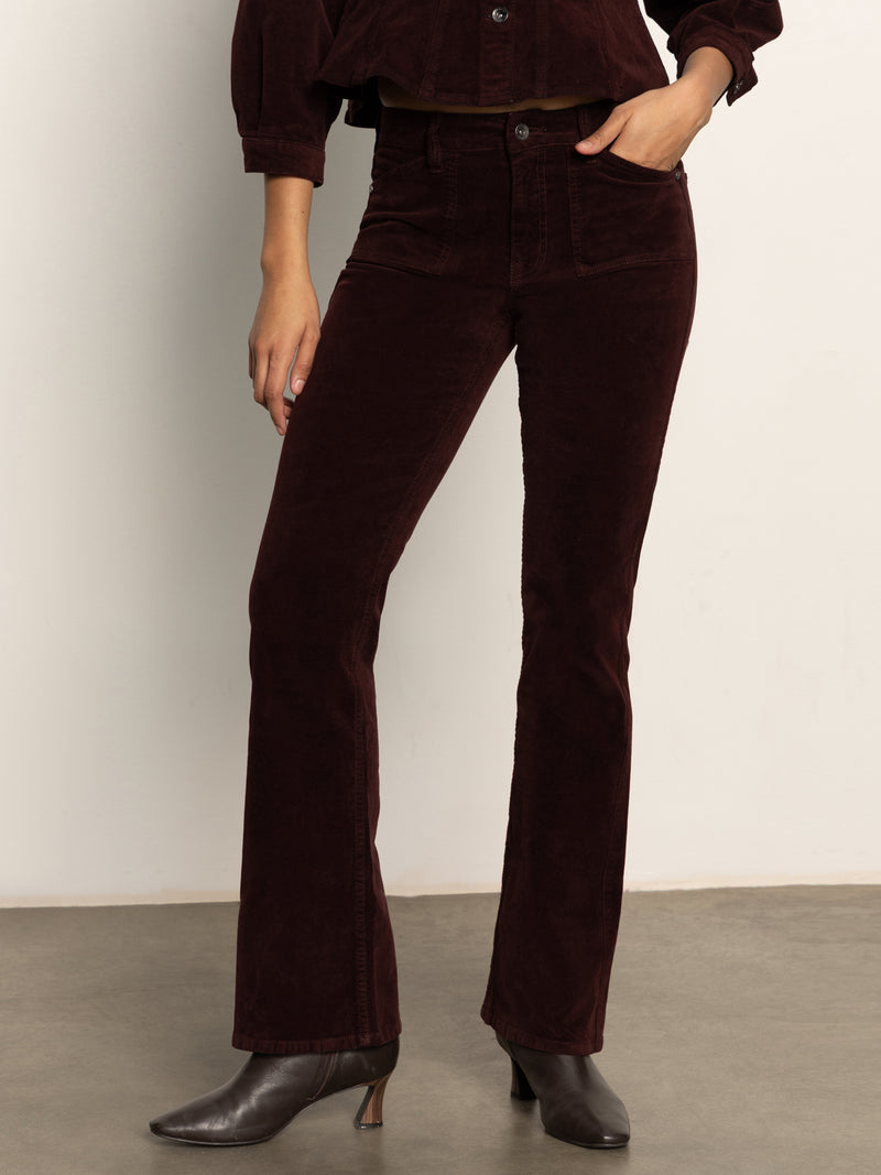 Velveteen Brook Bootcut Pant Dark Crimson alt 3