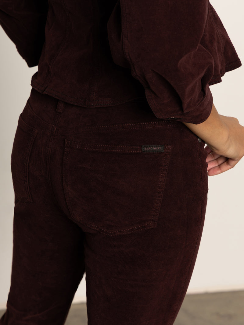 Velveteen Brook Bootcut Pant Dark Crimson alt 4